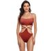 Women's Sexy Solid Color High Waist One-piece Bikini Women's Swimsuit _desvips.com