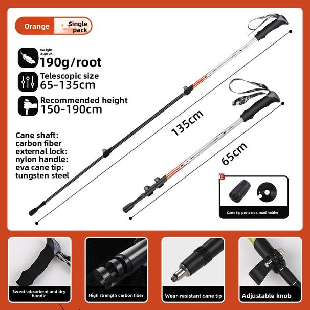 Kuangtu Carbon Fiber Trekking Pole Professional Outdoor Climbing Gear Hiking Ultra-light Anti-slip Telescopic Walking_desvips.com