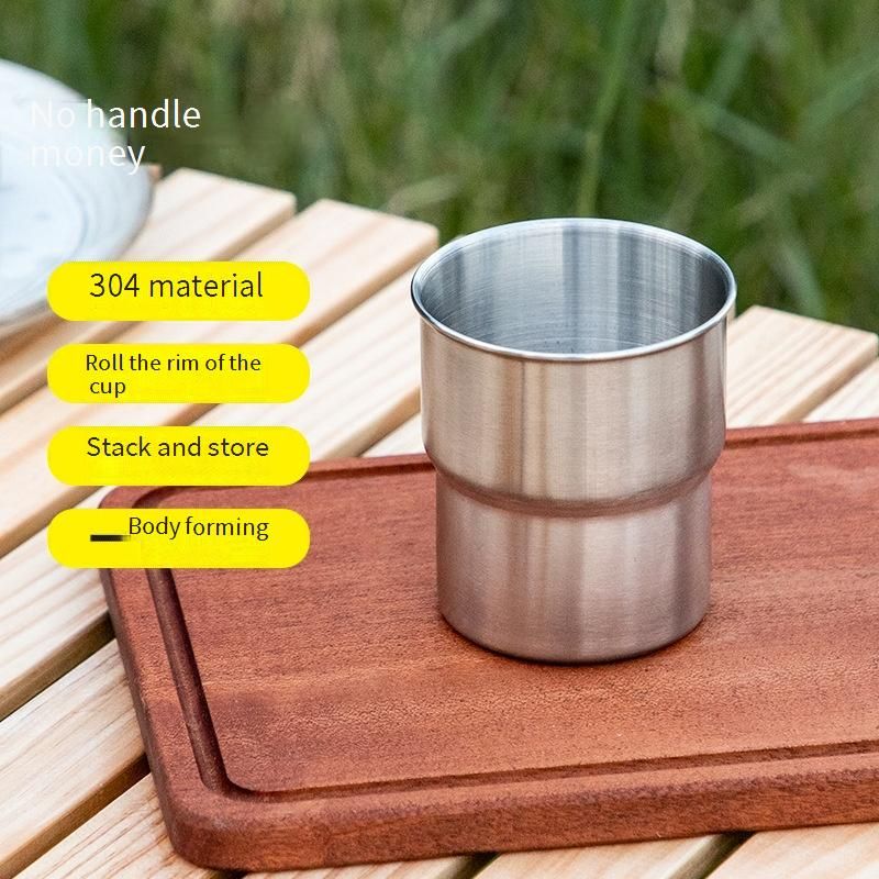 304 Stainless Steel Camping Cup Set - 4/6 Pack, Heat-Insulated & Portable For Coffee, Picnics & Outdoor Activities (Non-Slip Base, Stackable Design)_desvips.com