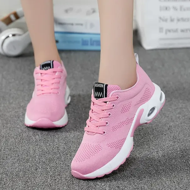 Trainers Ladies Casual Mesh Sneakers Pink Women Flat Lightweight Soft Breathable Footwear Basket Running Shoes Plus Size_desvips.com