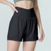Women's Nylon Ultra-high-waisted Sports Shorts, Faux Two-piece, Loose-fitting, Casual, Anti-exposure, Suitable For_desvips.com