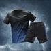 Sports Suits Men's Fitness Clothes Running Equipment Morning Jogging Suits Cycling Training Room Summer Tight Ice Silk Quick Drying Clothes_desvips.com