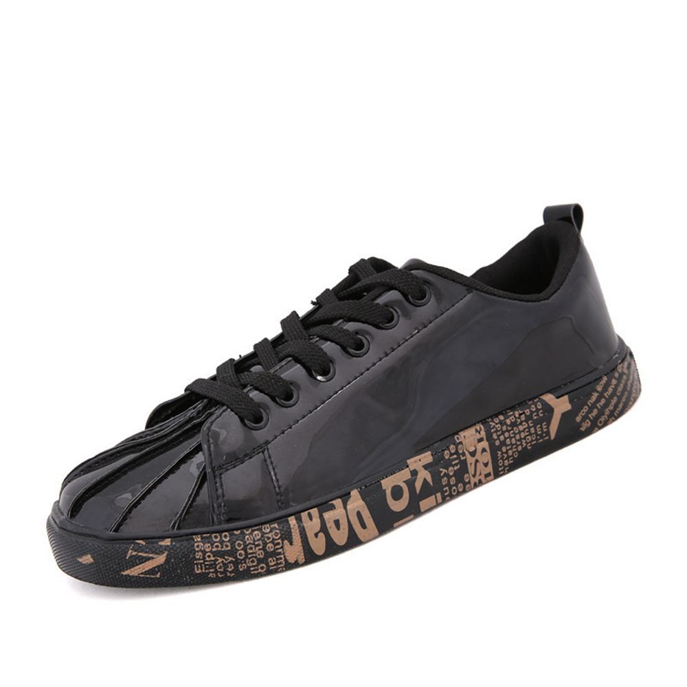 New Product Fashion Sneakers Skateboarding Shoes Women/Men Artificial PU Low Top Lace-Up Lacquered Glossy Finish Non-Slip Wear-Resistant Running Shoes_desvips.com