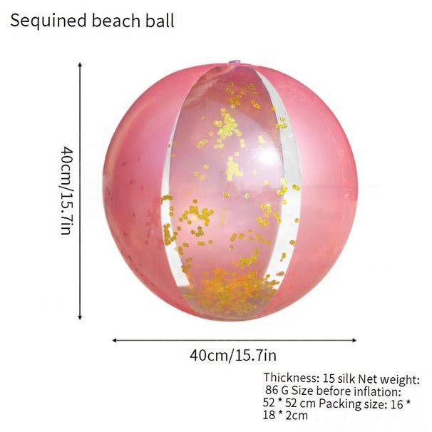 Glitter Inflatable Beach Ball Transparent PVC Shiny Play Ball With Colorful Confetti For Pool Beach Party Games_desvips.com