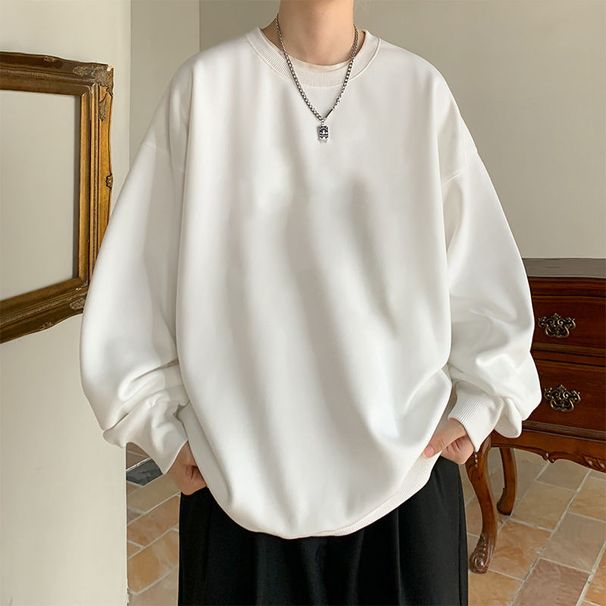 Crew Neck Plus Size Sweatshirt Autumn Winter Trendy American Street Style Youth Pullover Hoodless Top Men 12_desvips.com