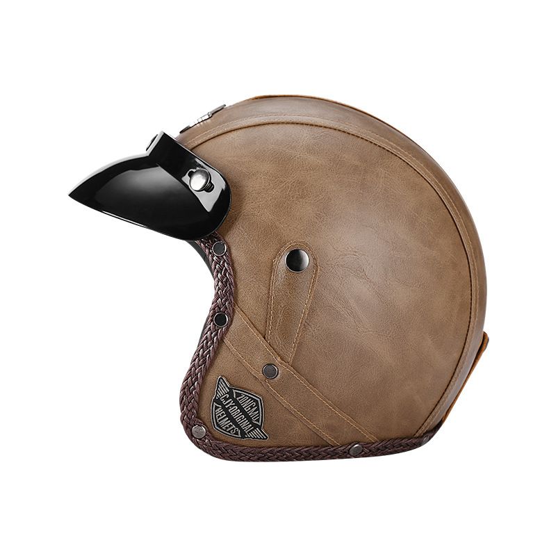Personalized electric vehicle helmet Half helmet Handmade helmet 3/4 leather helmet half helmet_desvips.com