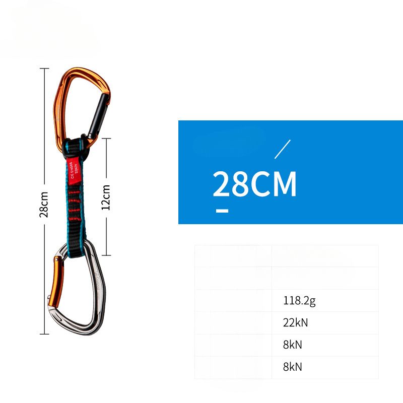 38cm Climbing Quickdraw Set,Aluminum Carabiner With Nylon Webbing For Mountaineering Rock Climbing_desvips.com