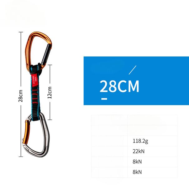 38cm Climbing Quickdraw Set,Aluminum Carabiner With Nylon Webbing For Mountaineering Rock Climbing_desvips.com