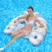 Daisy Inflatable Lounger - U-Shaped Floating Chair With Pillow & Thickened Eco-PVC (Compact Single Person Pool Float For Adults)_desvips.com