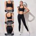 Plus Size Seamless Knitted Yoga Suit High Waist Spring Summer Fitness Sports Set Long Sleeve Hip Lifting For Women European American Style_desvips.com