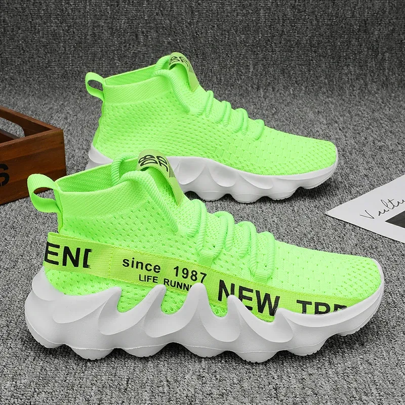 Unisex High Top Summer Casual Sneakes Chunky Breathable Men Outdoor Jogging Shoes Women Thick Sole Non-Slip Zapatillas_desvips.com