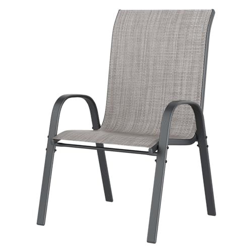 Amopatio Set Of 4 Stackable Outdoor Dining Chairs For All Weather, Breathable Garden Furniture For Backyard Deck, Brown_desvips.com