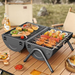 Thickened BBQ Grill Outdoor Portable Multifunctional Grill With Chimney Grill Double Sided Home Charcoal Stove Camping Barbecue_desvips.com