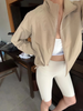 Lightweight Sun Protection Quick-Dry Long Sleeve Short Yoga Fitness Jacket, Stand Collar Zipper Loose Fit Outdoor Hiking_desvips.com
