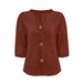 Women's Linen Blend V-Neck Blouse, 3/4 Rolled Sleeve Button Down Shirt, Casual Loose Fit Tunic Top For Daily/Office/Summer, Breathable Ligh Oberteile _desvips.com