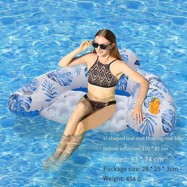 Eco-Friendly Pool Float - U-Shaped Inflatable Lounger With Backrest & Glitter Design For Adults Premium PVC Floating Chair For Beach & Pool Relaxation_desvips.com