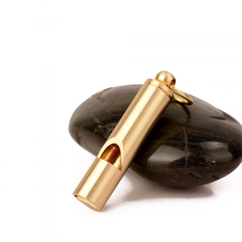 Brass Outdoor Survival Bamboo Keychain Pendant Children's Competition High Pitch Whistle Climbing Training Decoration_desvips.com