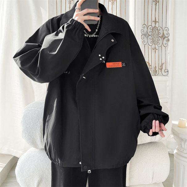 European And Vibe Style Men's Bomber Jacket, Spring Oversize American Retro Workwear Cycling Top_desvips.com