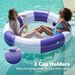 Inflatable Blue Striped Double Swimming Ring With Net Tanning Lounge Chair Sunbathing Outdoor Water Adult Coke Cup Double Lying Ring Chair_desvips.com
