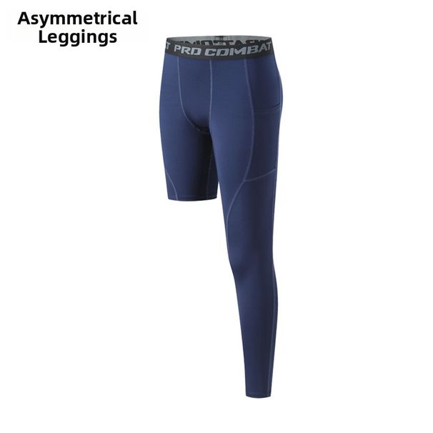 Men's Quick Drying Fitness Leggings Tight Fitting Single Leg Basketball Training Double Pocket Running Tights Outerwear_desvips.com