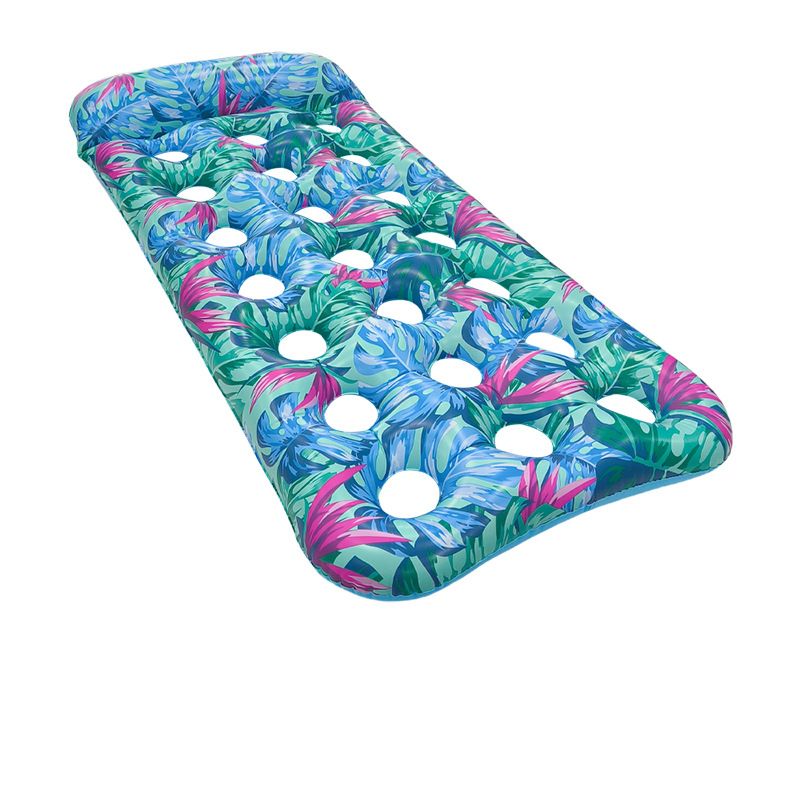 Summer Environmentally Friendly PVC Water Floating Pad Foldable Single Backrest Recliner Multi Color Inflatable Hole Thickened Floating Row_desvips.com
