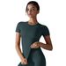 Women's Quick Drying Short Sleeve T-Shirt Yoga Wear Sports Cover up Top for Outdoor Running Training Fitness_desvips.com