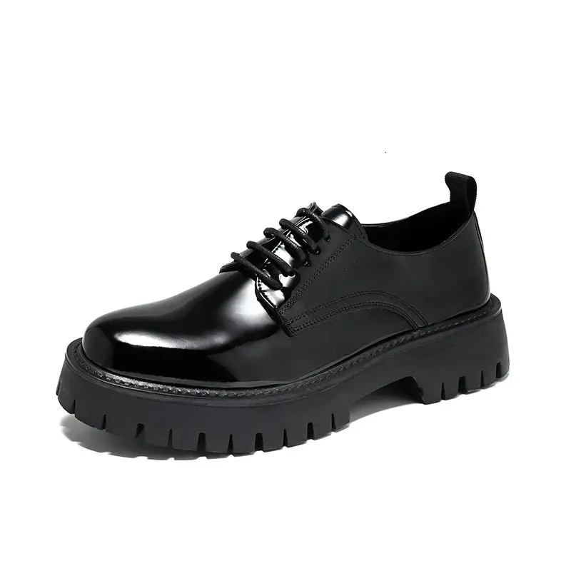 Men Black High Sole Platform Casual Man Japan Haruku Korean Streetwear Fashion Business Wedding Leather Shoes 240614_desvips.com