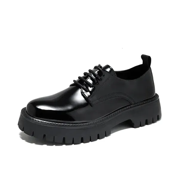 Men Black High Sole Platform Casual Man Japan Haruku Korean Streetwear Fashion Business Wedding Leather Shoes 240614_desvips.com