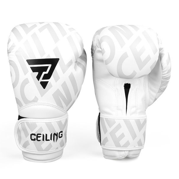Ceiling Professional Boxing Gloves For Adults & Youth - MMA, Muay Thai, Sparring, Training - PU Leather, Multi-Size (8OZ-16OZ), Black Gold/White/Blue_desvips.com