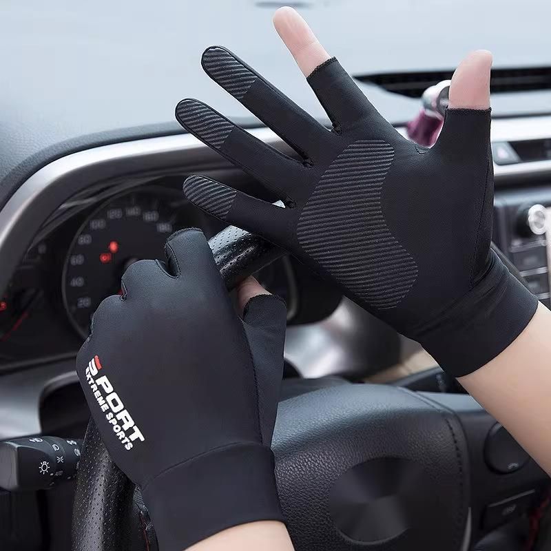 Summer Sun Protection Ice Silk Gloves Men Women, Lightweight, Breathable, Quick-drying, Suitable For Driving, Cycling,_desvips.com