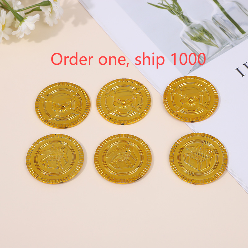 Pirate Coin Halloween Props Chips Board Game Plastic Toy Treasure Hunt Gold Coins_desvips.com