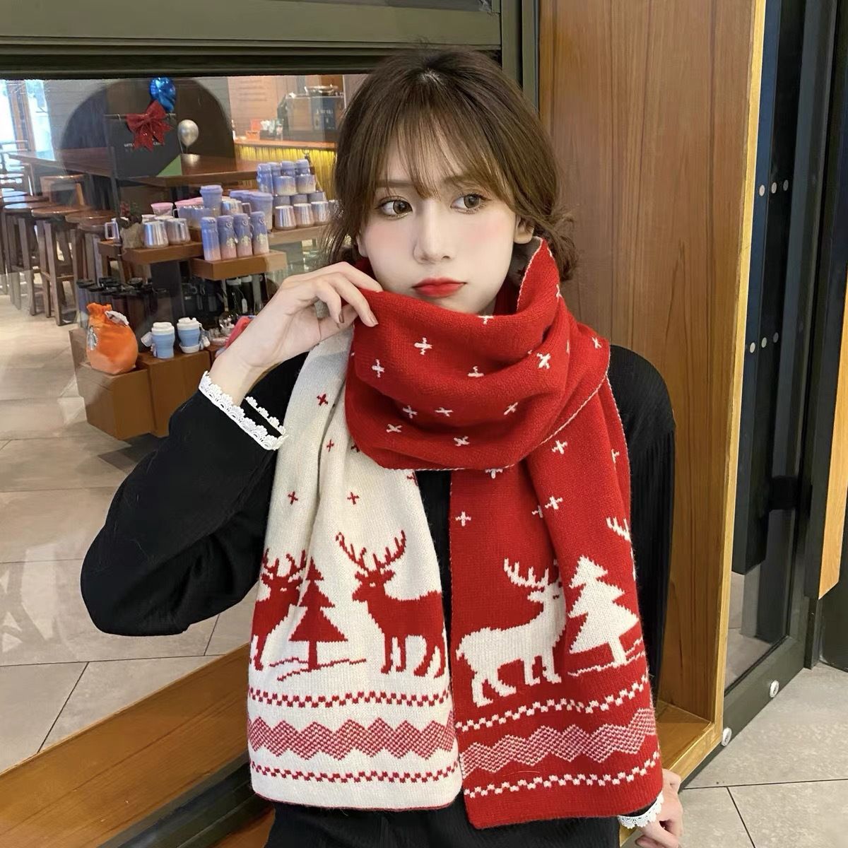 Autumn And Winter Wool Knitted Scarf Thickened Warm Scarf Student Couple Christmas Gift_desvips.com