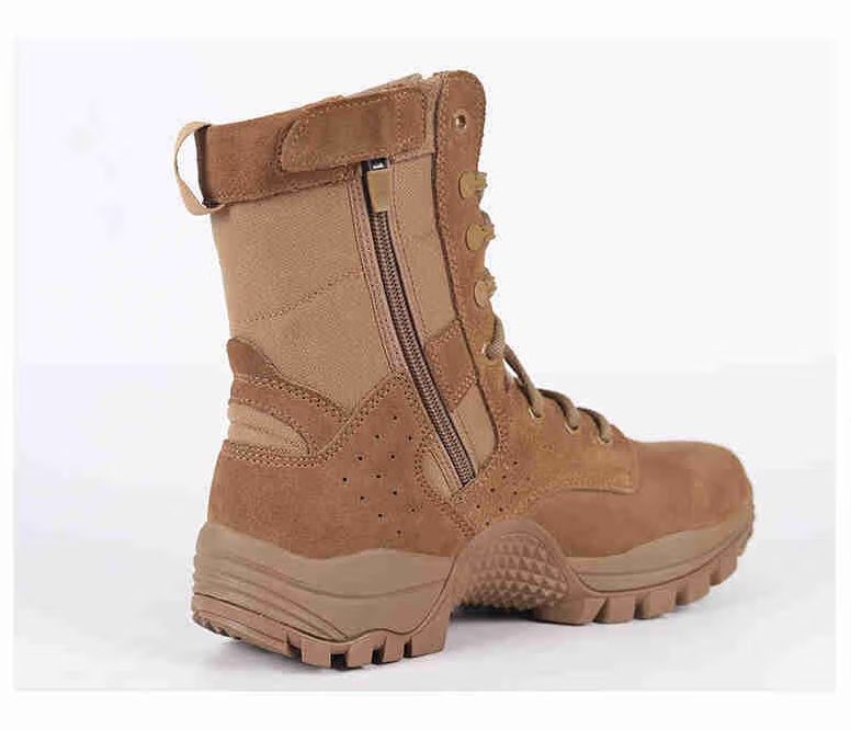 Direct Supply Jihua Big Tiger Brown Combat Men And Women Wear-resistant Side Zipper Slip-on Outdoor Training Hiking_desvips.com
