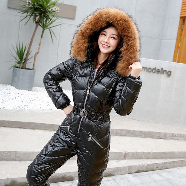 Sports & Outdoor Foreign Trade Winter New One Piece Ski Suit Women's One Piece Cotton Suit Shiny Suit Down Cotton Suit Women Cross Border Wholesale_desvips.com