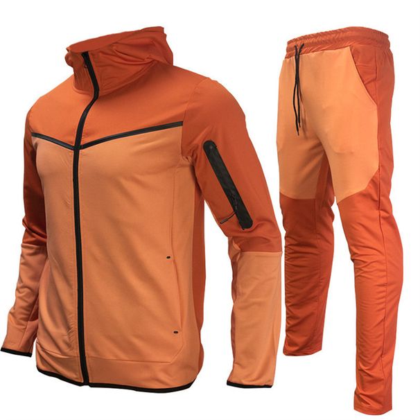 2026 European-USA Style Fashion Tracksuits Men Long Sleeve Splicing Zipper Hooded Sweatshirts + Lace-Up Sweatpants 2 Piece Casual Sport Sets_desvips.com