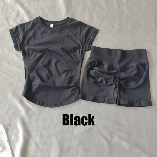 2-piece Set D L0G0 Women's And Short Sleeved Impact Fitness Running Shorts Sports Set, Seamless Yoga_desvips.com