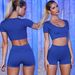 2025 Spring New Seamless Yoga Outfit For Women Quick-Dry Fitness Set Tight Hip-Lifting Shorts_desvips.com