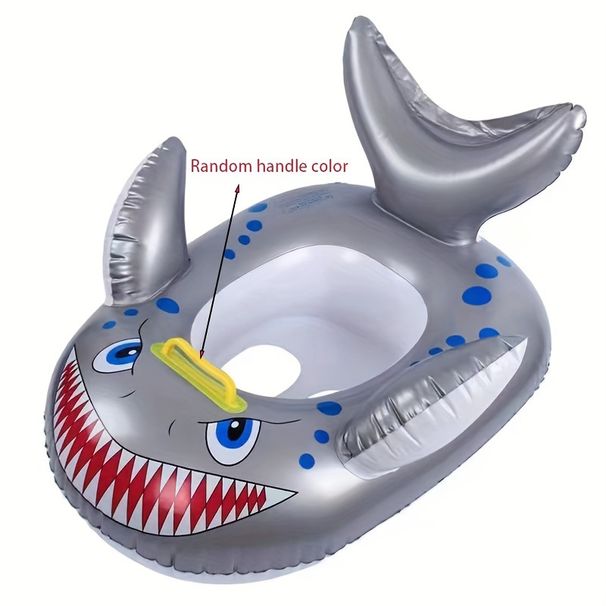 1pc Thickened PVC Silvery Shark Swimming Ring, Inflatable Water Floating Mount Swimming Circle_desvips.com