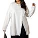 Cross-border European American Plus-size Women's Clothing 2026 Autumn And Winter Side-slit T-shirt, Stylish Base Shirt,_desvips.com