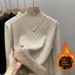 Women's Fleece-Lined Diamond Quilted Mock Neck Sweater - Soft & Warm Winter Pullover, Loose Fit Long Sleeve Tops (Milk Beige/Black/Khaki)_desvips.com