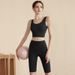 One-Piece V-Back Fixed Cup Running Fitness Shockproof Sports Bra Yoga Set_desvips.com