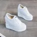 Casual Shoes Kasovki 11cm Genuine Leathe Women Platfom Wedge High Heels White Black Sneakes Chunky Hidden Heel_desvips.com