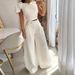 Women's Fashion Solid Color Single Room Petal Sleeve High Waist Temperament Pants Suit For Women_desvips.com