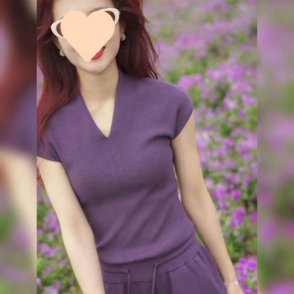 Purple Casual Sports Suit For Women, 2024 Summer Slim-fit Fashion Light Luxury Elegant Top And Straight-leg Pants_desvips.com
