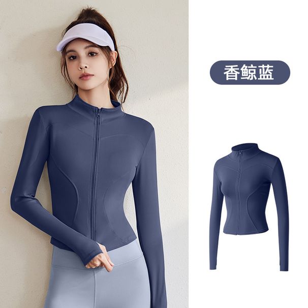 Juyitang Spring And Autumn Sports Jacket Women's Long Sleeve Tights Running Fitness Yoga Wear Tops Jacket_desvips.com