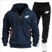 Men's Sports Suit Zipper Hood Multi-Pocket And Jogging Pants Casual Sportswear Autumn Winter 2-Piece Set_desvips.com