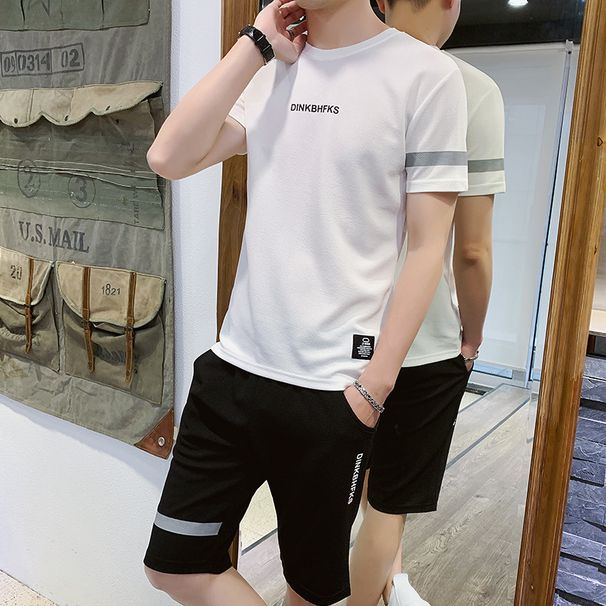 Directly From The Manufacturer, Sports Leisure Suit, New Summer Korean Style Men's Trendy Loose Short-sleeve T-shirt,_desvips.com