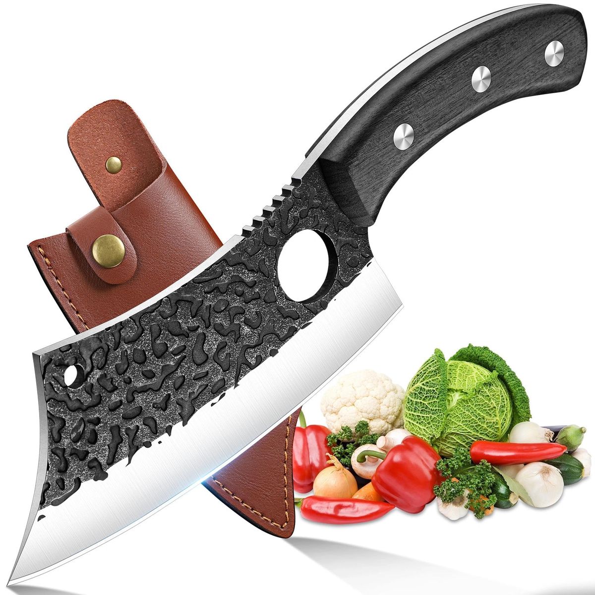 ROCOCO Viking Cleaver Knife Full Tang Kitchen Axe Birthday Gift For Men_desvips.com