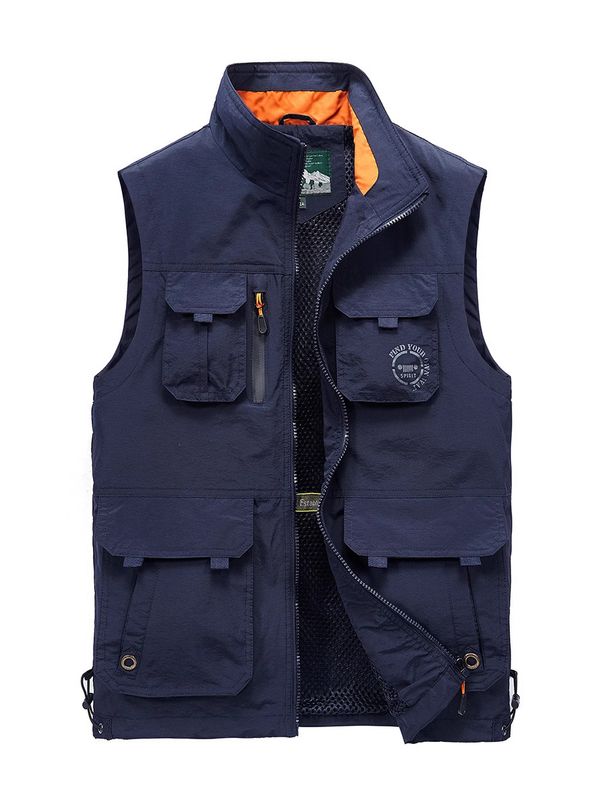 Spring/Summer Zippered Solid Color Regular Stand Collar Casual Loose Style Non Hooded 3D Patch Pocket Brown Horse 3011_desvips.com