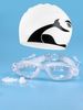 Silicone Anti Fog Swimming Goggles + Silicone Nose Clip Earplugs + Silicone Fishtail Cap 5 Piece Set_desvips.com